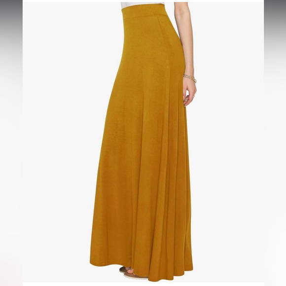 🍂 NWT | Lock & Love | Fall Mustard Amber Yellow Flowy Maxi Skirt XS - Picture 4 of 15